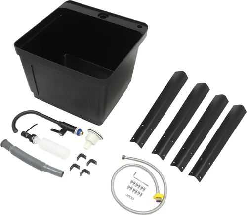 Vista 7 de CNCEST Fregadero de lavandería independiente, fregadero utilitario para interiores y exteriores con grifo giratorio de 360° y dispensador de jabón
