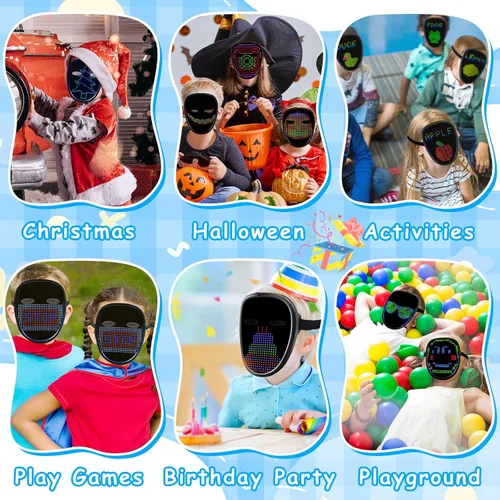 Vista 20 de Ompusos LED Mask with Gesture Sensing, Light-Up Transforming Face Cover for Halloween, Christmas, Cosplay & Birthday Parties