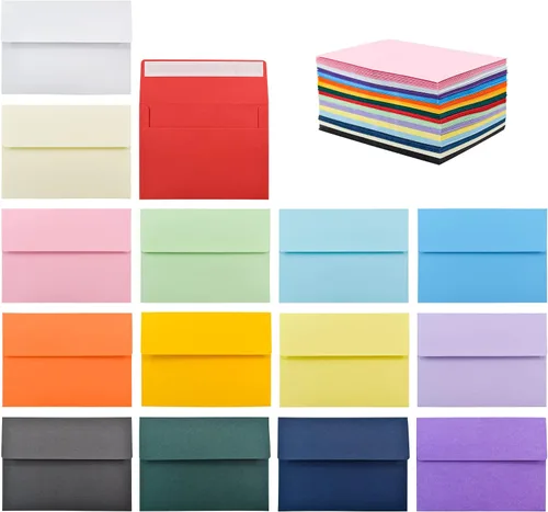 Vista 9 de VANRA Paquete de 150 sobres coloridos para invitaciones, sobres A2 a granel para tarjetas de felicitación de 4.25 x 5.5, invitaciones de boda, fotos