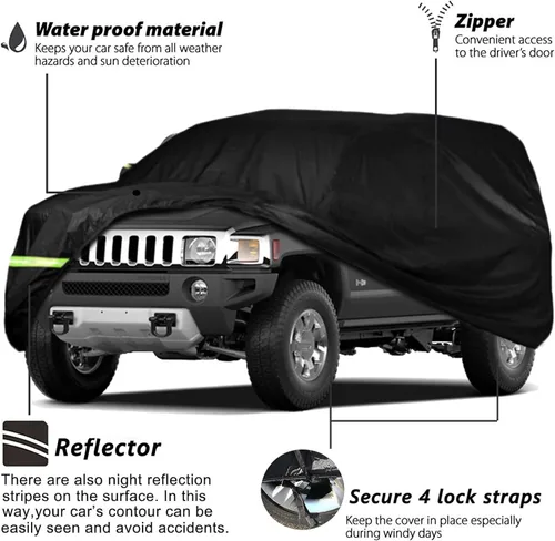 Vista 3 de Funda para Auto Compatible con Hummer H2 SUV 2002-2009, de 6 Capas, 210T, Resistente al Viento, para Todo Clima, Impermeable, Protección UV