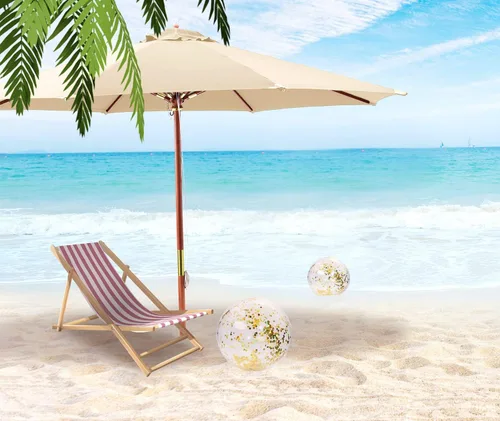 Vista 3 de PENTA ANGEL Pelota de playa con purpurina, 2 unidades, inflable, confeti, piscina, fiesta, pelota deportiva de arena transparente para exteriores