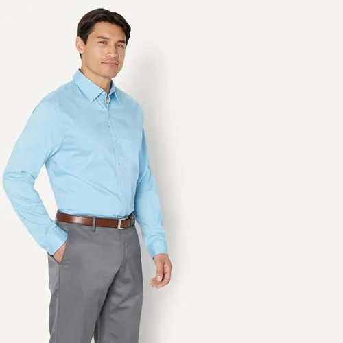 Vista 3 de Tienda Essentials - Camisa de vestir de manga larga para hombre, de ajuste entallado, elástica y resistente a las arrugas