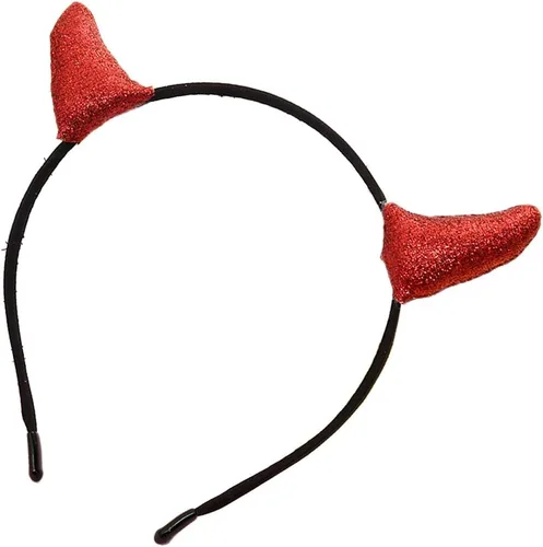 Vista 7 de Merroyal - Diadema con cuernos brillantes de diablo, ideal como accesorio de disfraces y cosplays