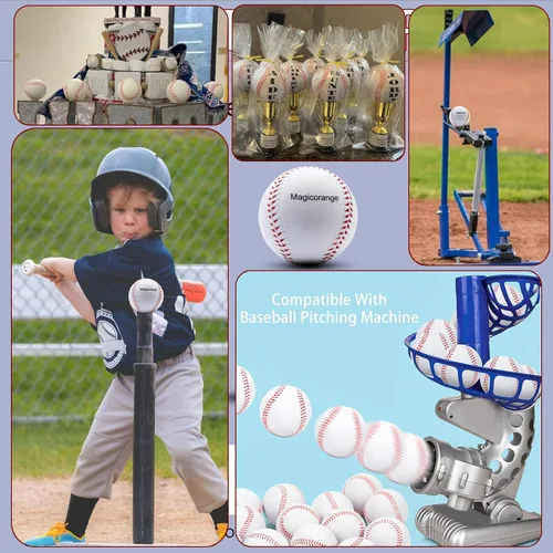 Vista 7 de Magicorange Béisbol, Bolas de Espuma para Entrenamiento de Béisbol Bolas de Práctica sin Marcado para Golpear, Lanzamiento Suave, Bateo, Campo