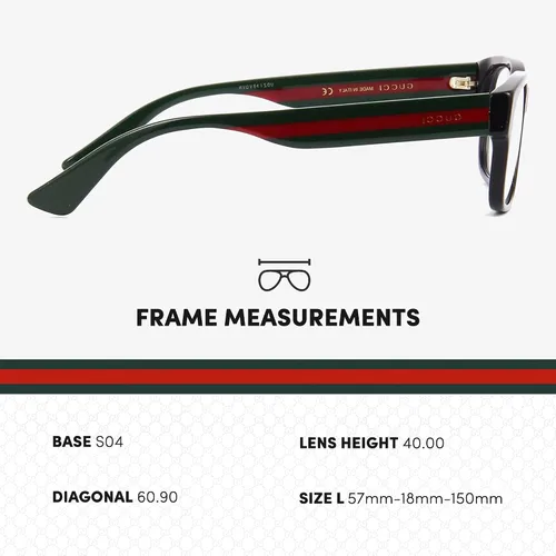 Vista 5 de Gucci GG0343O - Lentes de moda de diseñador con montura rectangular con kit eSHADES de lujo, abraza la sofisticación y la elegancia, NegroVerdeRojo