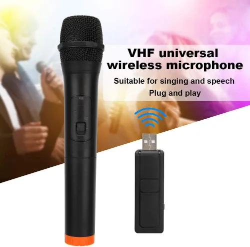 Vista 2 de Tangxi Micrófono VHF, altavoz universal de micrófono de karaoke de mano, más de 110 DB, sistema de micrófono inalámbrico para interiores