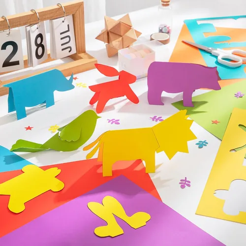 Vista 6 de 24 hojas de papel de cartulina de 6 colores de 8.5 x 11 pulgadas, papel de doble cara de 92 libras/8.82 oz/m², papel grueso de construcción