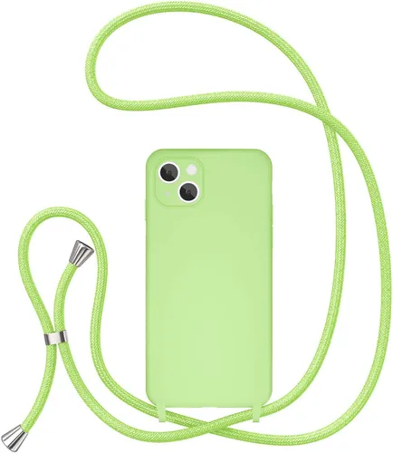 Vista 24 de UEEBAI Funda de teléfono con cordón cruzado para iPhone 14 de 6.1 pulgadas, funda de silicona con correa ajustable para collar, correa suave