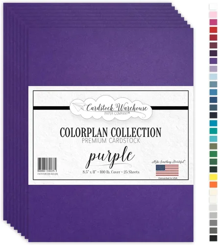 Vista 18 de Cardstock Warehouse Colorplan Amatista púrpura – 8.5 x 11 pulgadas – 100 libras / 9.52 oz/m² de papel de cartulina mate premium – 25 hojas