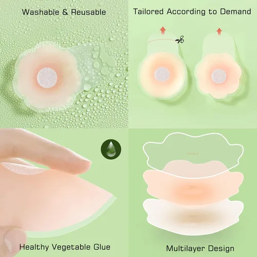 Vista 6 de Cubiertas de pezón Lift sin tirantes sujetador de cinta de silicona reutilizable sin tirantes sujetadores adhesivos invisibles para mujeres y niñas