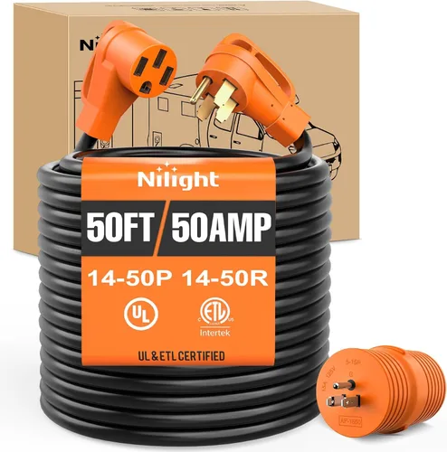 Vista 80 de Nilight Cable de Extensión para Secadora EV de 15 Pies 3 Clavijas 30 Amperios NEMA 10-30P 10-30R Cable de Extensiones Antiguas Servicio Pesado Cable