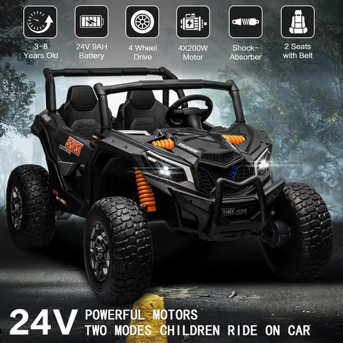 Vista 2 de MOLACHI juguetes de paseo de 24 V para niños grandes, UTV eléctrico para niños de 4 ruedas con ruedas EVA, vehículos de control remoto para niños