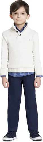 Vista 3 de Calvin Klein Conjunto de suéter de 3 piezas para niños con camisa y pantalones a juego con botones