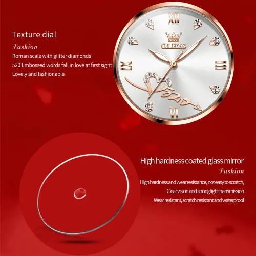 Vista 4 de OLEVS Relojes de mujer de cuarzo japonés de oro rosa para mujer, impermeables, de acero inoxidable, casual, para mujer