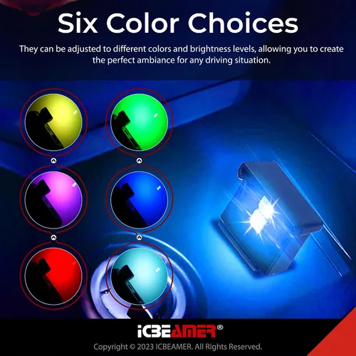 Vista 3 de ICBEAMER Smart USB 1-Paquete (Azul) Luz de Noche LED Automática Plug-in Miniatura para Coche, Van, Pickup, Camión, Interior, Maletero, Iluminación
