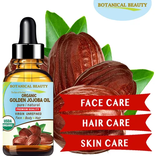 Vista 3 de Botanical Beauty Aceite de jojoba orgánico 100% puro natural virgen sin refinar aceite portador prensado en frío 0.5 fl oz 0.5 fl oz para cara