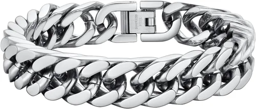 Vista 13 de PROSTEEL - Pulsera de cadena franco de acero inoxidable, pulseras gruesas de moda para hombres y mujeres, chapadas en oro negro de 18 quilates