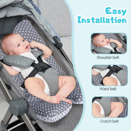 Vista 3 de Miracle Baby Forro de asiento de cochecito, cojín de algodón suave y transpirable, reversible y lavable a máquina para bebés