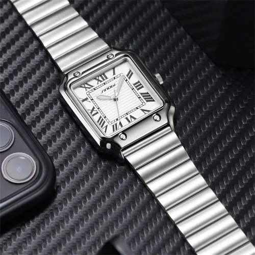 Vista 5 de Relojes cuadrados clásicos para hombre con números romanos reloj casual