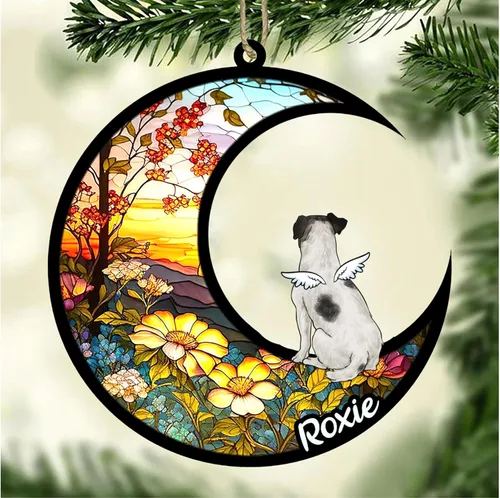 Vista 524 de LOVELYPOD Adorno de Navidad personalizado para perro Basset Hound (marrón) Basset Hound (marrón) adorno para atrapasoles de perro, razas de perros