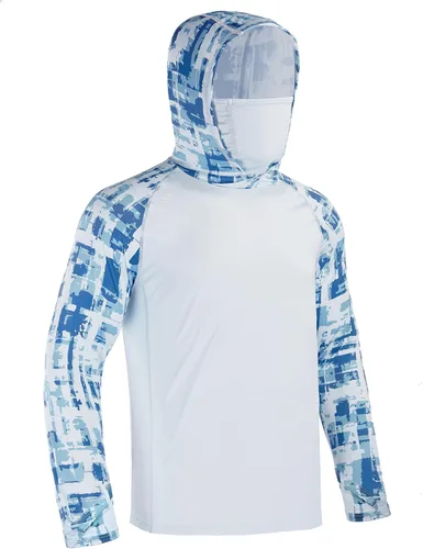 Vista 29 de Rodeel - Camisa de pesca para hombre con manga larga, UPF 50+, rendimiento de alto rendimiento para senderismo, con máscara, protección UV