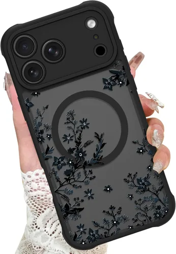 Vista 16 de KANGHAR - Funda compatible con iPhone 14, diseño de leopardo negro, textura de neumático antideslizante, a prueba de golpes, funda protectora