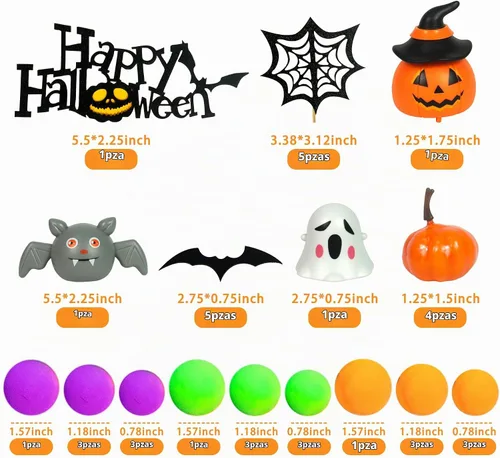 Vista 2 de Decoración de Halloween para tartas de calabaza, murciélago, fantasma