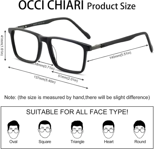 Vista 4 de OCCI CHIARI Gafas de lente transparente para hombre marco óptico cuadrado