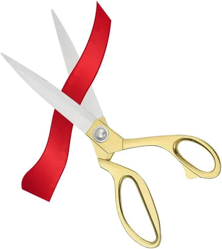 Vista 9 de Tijeras de corte de cinta de 10.5 pulgadas, tijeras de metal resistente para corte de cinta de ceremonia, tijeras profesionales para eventos Plata