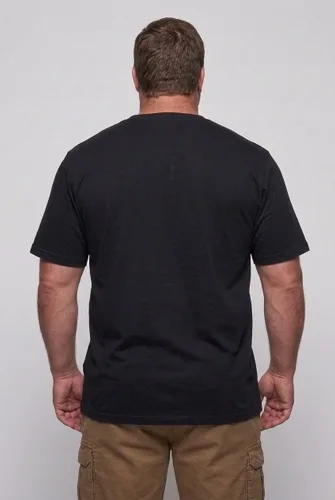Vista 3 de KingSize Big & Tall Shrink-Less - Camiseta ligera, con cuello redondo, con bolsillo para hombre Negro