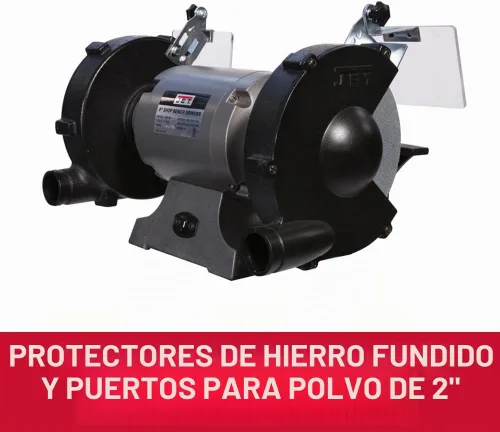 Vista 5 de JET Amoladora de banco de 8 pulgadas con rueda de alambre, 3450 RPM, 1 HP, 115V 1Ph (JBG-8W)