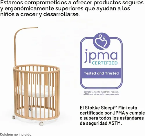 Vista 6 de Stokke Sleepi - Sábana bajera ajustable V3, color gris ventilador, compatible con Sleepi Mini Mattress V3, 100% algodón percal fino, lavable