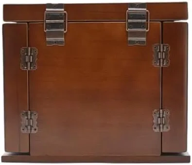 Vista 6 de Solid Wood Jewelry Box with Lock - Large Capacity Multifunctional Storage Display Box for Wedding & Birthday, Retro Design, Lid Included