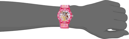 Vista 2 de Disney Reloj de cuarzo de plástico y nailon para niña, color rosa (Modelo W002930), Rosado, Classic