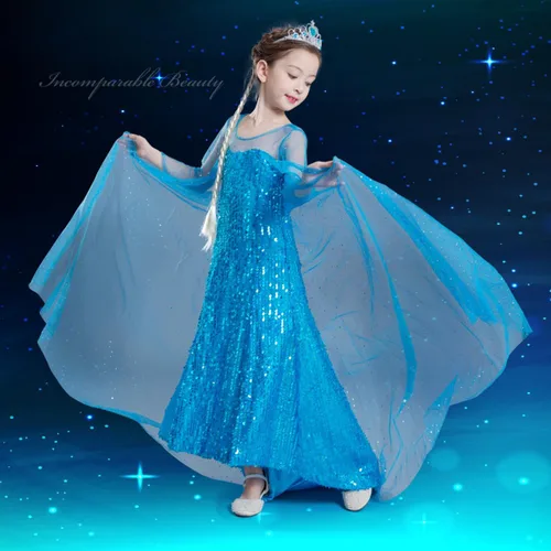 Vista 7 de reliparty Disfraz de princesa de nieve para niñas, azul