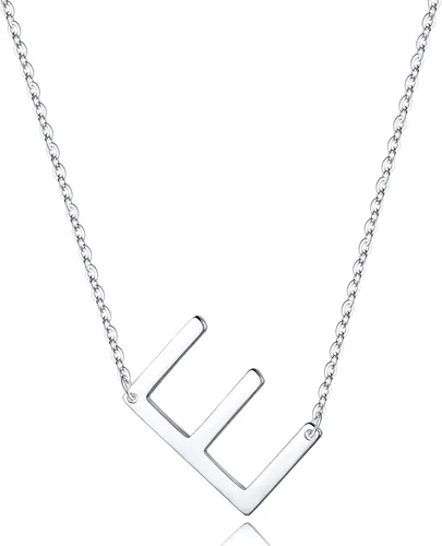 Vista 9 de S925 Sterling Silver Sideways Initial Necklaces for Women, Dainty Hypoallergenic Sterling Silver Letter A-Z Pendant Necklace Silver Sideways Initial