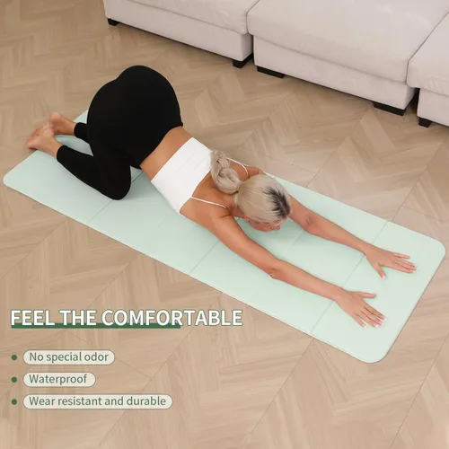 Vista 6 de PAIDU Esterilla de yoga plegable – 0.394 in extra gruesa, 75 "26" antideslizante para ejercicio fitness Mat SGS Eco-certificado, portátil