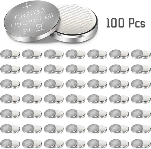 Vista 4 de 100 pilas CR2032 de 3 V de iones de litio de iones de litio CR2032 3 V célula de botón de moneda para velas LED de té, para llaves inteligentes