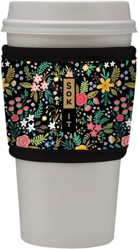Vista 214 de Sok It HotSok Coffee & Tea - Funda de neopreno con aislamiento reutilizable (floral abstracto)