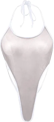 Vista 3 de RTRDE Conjunto de lencería para mujer, lencería ajustada de cintura alta, malla transparente, encaje lencería para mujer