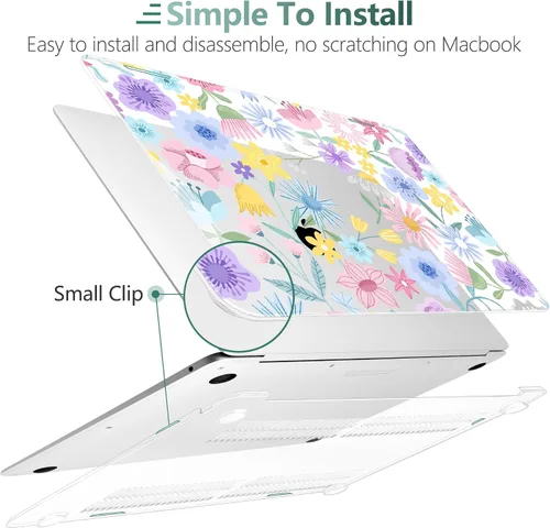 Vista 63 de TWOLSKOO Funda para MacBook Air de 13,3 pulgadas (versión antigua 2018-2021, modelos: M1 A2337, A2179, A1932) - Carcasa rígida con protector de Flor