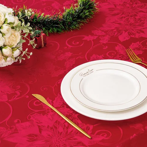 Vista 5 de Mebakuk - Mantel rectangular de Navidad de Jacquard, mantel de tela lavable, mantel de mesa a cuadros impermeable y antiarrugas para uso diario
