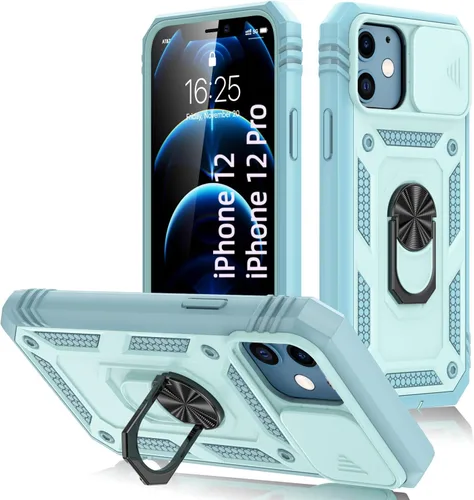 Vista 8 de Korecase Diseño para iPhone 12 Pro Max Kickstand Funda con cubierta de cámara de grado militar Caída de doble capa de cuerpo completo Protección a