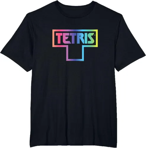 Vista 3 de Tetris Color Fade Logo Camiseta, Negro