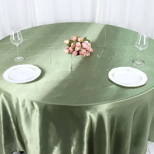 Vista 9 de Tableclothsfactory Mantel redondo de satén para cocina, comedor, catering, boda, fiesta de cumpleaños, eventos