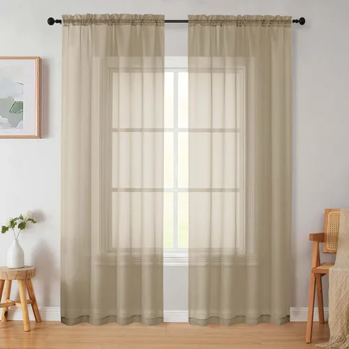 Vista 146 de 2 paneles de cortinas traslúcidas blancas para dormitorio, sala de estar, 96 pulgadas de largo, modernas, suaves, ligeras, con bolsillo para barra