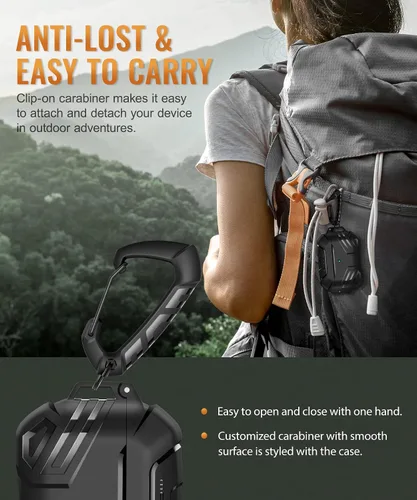 Vista 8 de MOBOSI Funda para AirPods Pro 2 con cerradura, compatible con funda Airpod Pro de 2ª/1ª generación, funda protectora de grado militar con kit