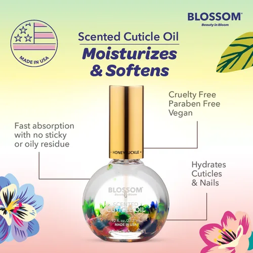 Vista 7 de Blossom Aceite para cutículas hidratante, hidratante, fortalecedor, perfumado, infundido con flores reales, fabricado en Estados Unidos, 1.84 fl.