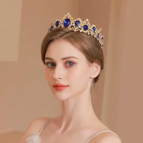 Vista 2 de Kamirola Corona barroca de reina, corona nupcial de diamantes de imitación y tiaras diadema de cristal para cumpleaños, graduación, concurso