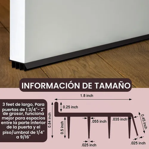 Vista 2 de 2 unidades de 3 pies de base de puerta de vinilo con cinta adhesiva autoajustable, tira de agua debajo de la base de la puerta con tapa para goteo